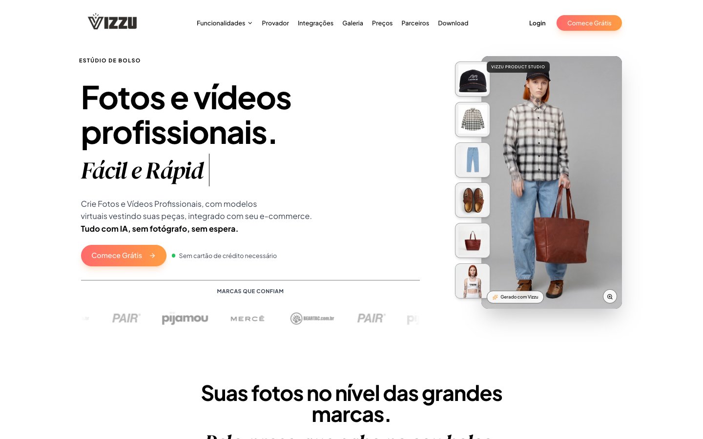 Vizzu Landing Page - Seção intermediária